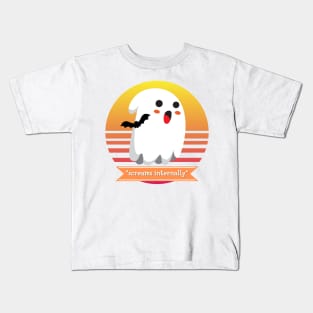 Halloween Cute Ghost is Afraid of Bats *Screams Internally* Kids T-Shirt